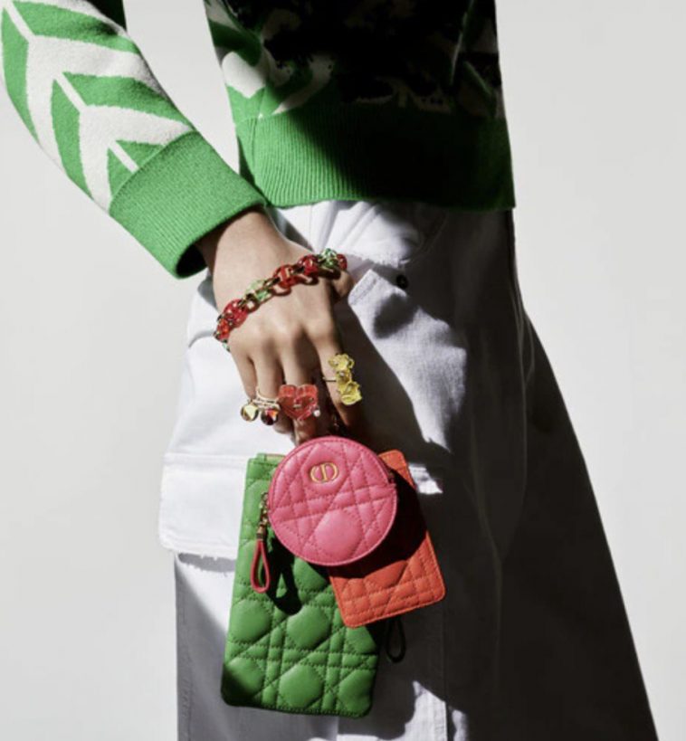 COLOURFUL THREEWAY DIOR CARO CARD CASE, COIN POUCH & PHONE HOLDER ALL