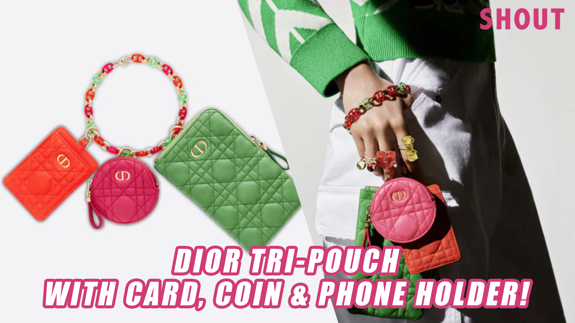 COLOURFUL THREE-WAY DIOR CARO CARD CASE, COIN POUCH & PHONE HOLDER ALL IN  ONE! - Shout