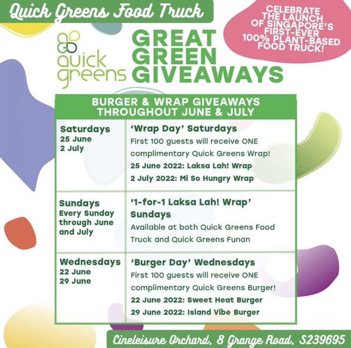 SINGAPORE’S FIRST 100 PLANTBASED FOOD TRUCK AT ORCHARD CINELEISURE