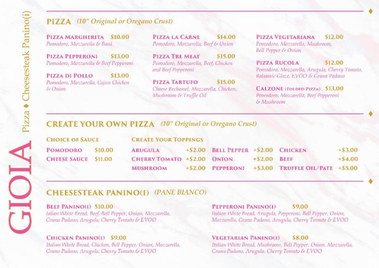 GIOIA PIZZA HALAL PINKTHEMED PIZZERIA WITH AUTHENTIC ITALIAN PIZZAS