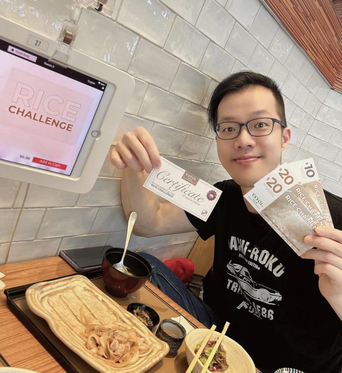 FINISH 4 BOWLS OF RICE IN 10 MINUTES TO WIN 50 DINING VOUCHERS FROM